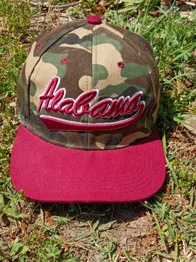 Alabama Camo Baseball Cap with Maroon Brim